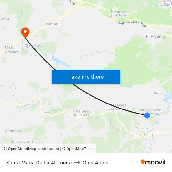 Santa María De La Alameda to Ojos-Albos map