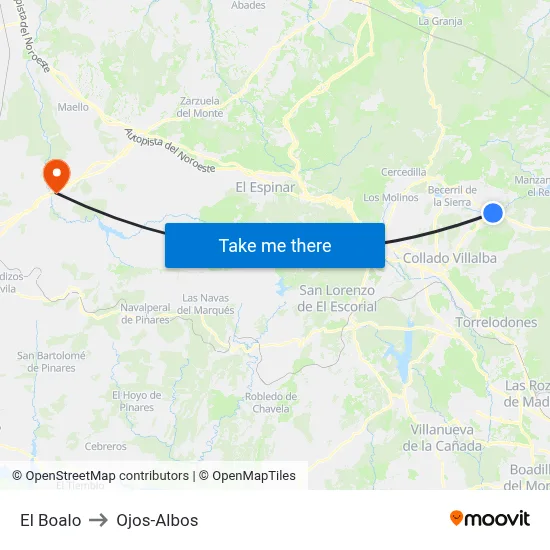 El Boalo to Ojos-Albos map
