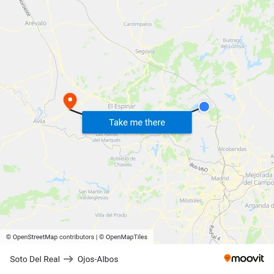 Soto Del Real to Ojos-Albos map