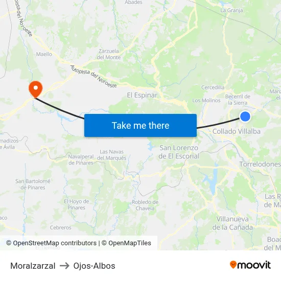 Moralzarzal to Ojos-Albos map