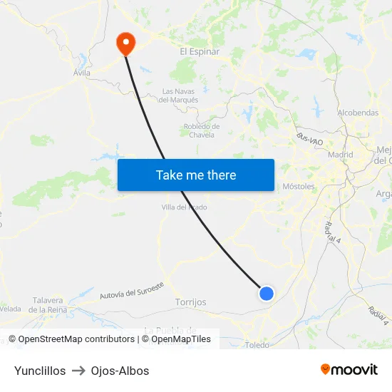 Yunclillos to Ojos-Albos map