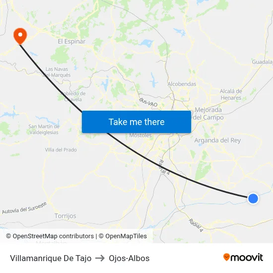 Villamanrique De Tajo to Ojos-Albos map