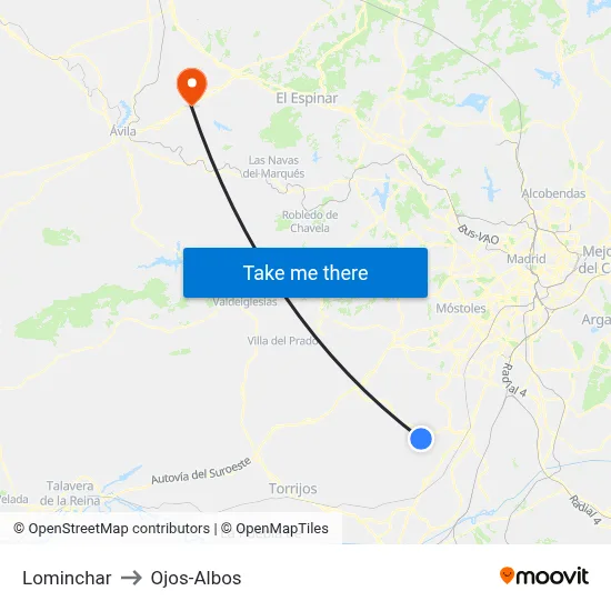 Lominchar to Ojos-Albos map