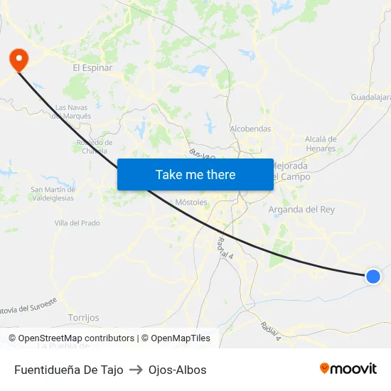 Fuentidueña De Tajo to Ojos-Albos map