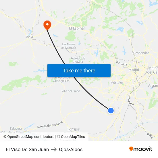 El Viso De San Juan to Ojos-Albos map