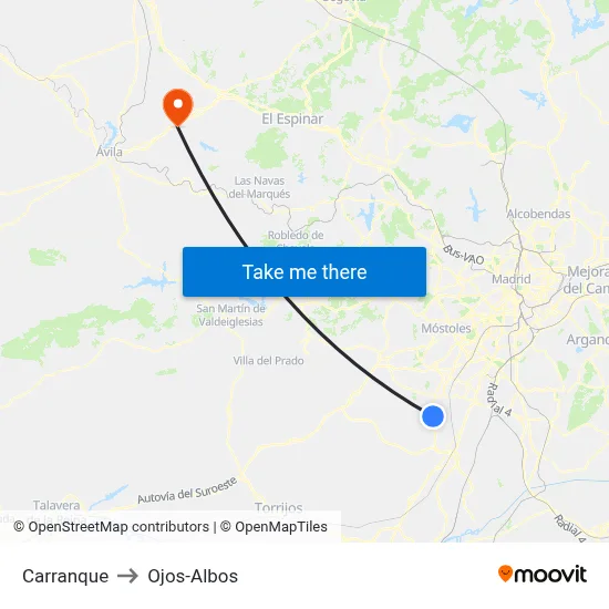 Carranque to Ojos-Albos map