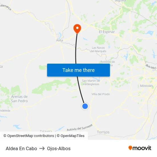 Aldea En Cabo to Ojos-Albos map