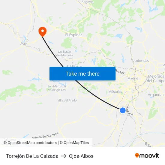 Torrejón De La Calzada to Ojos-Albos map
