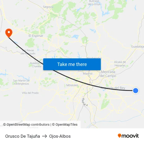 Orusco De Tajuña to Ojos-Albos map