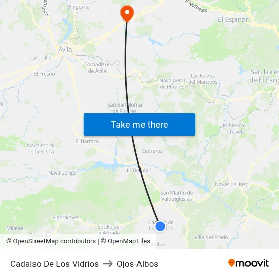 Cadalso De Los Vidrios to Ojos-Albos map