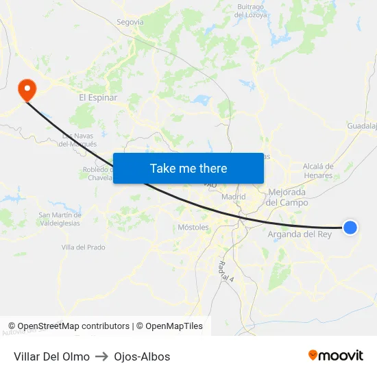Villar Del Olmo to Ojos-Albos map