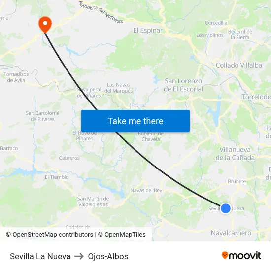 Sevilla La Nueva to Ojos-Albos map