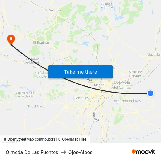 Olmeda De Las Fuentes to Ojos-Albos map
