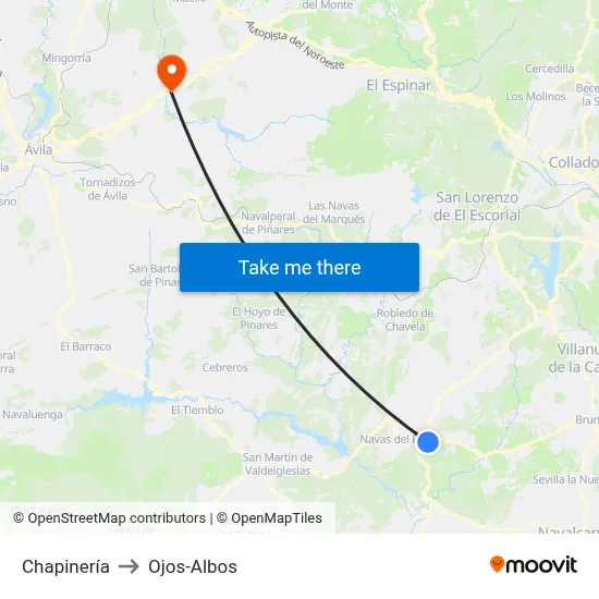 Chapinería to Ojos-Albos map