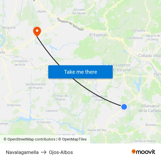 Navalagamella to Ojos-Albos map