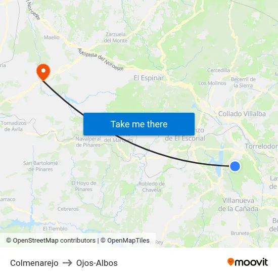 Colmenarejo to Ojos-Albos map