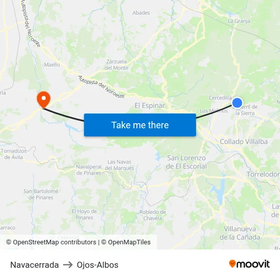 Navacerrada to Ojos-Albos map