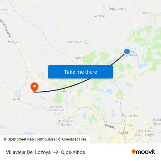 Villavieja Del Lozoya to Ojos-Albos map