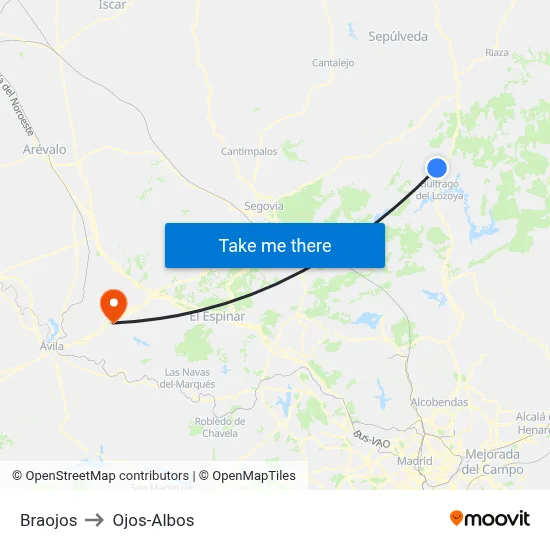 Braojos to Ojos-Albos map