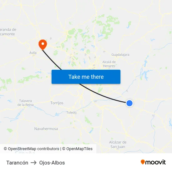 Tarancón to Ojos-Albos map