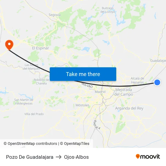 Pozo De Guadalajara to Ojos-Albos map
