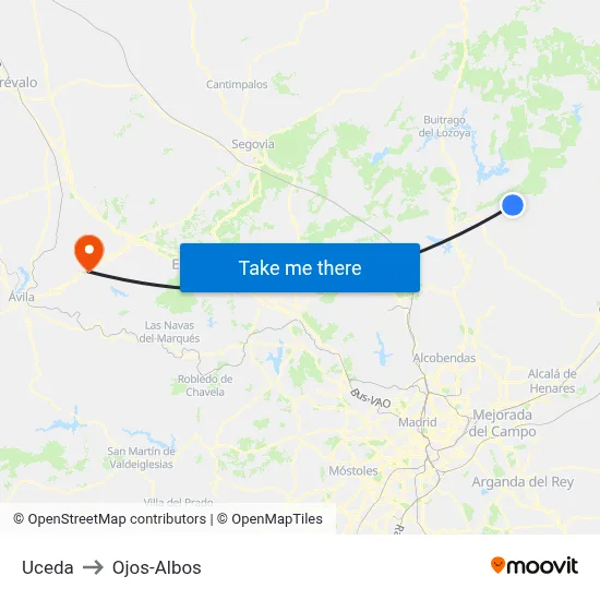 Uceda to Ojos-Albos map