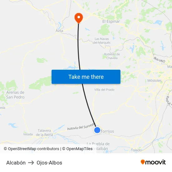 Alcabón to Ojos-Albos map