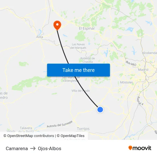 Camarena to Ojos-Albos map