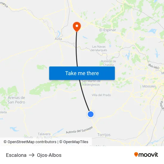 Escalona to Ojos-Albos map