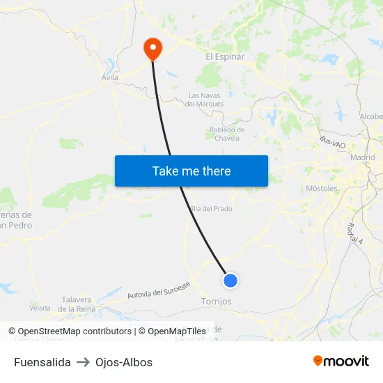 Fuensalida to Ojos-Albos map