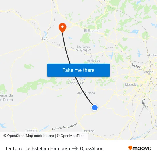 La Torre De Esteban Hambrán to Ojos-Albos map