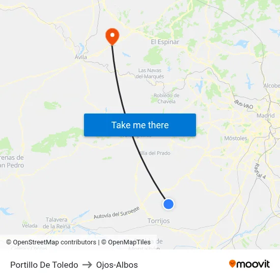Portillo De Toledo to Ojos-Albos map