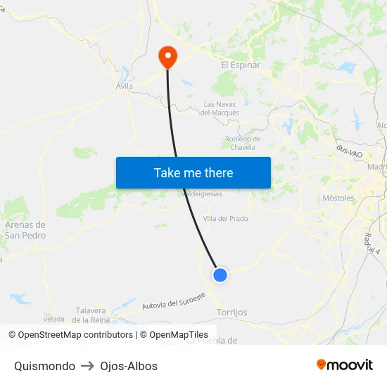 Quismondo to Ojos-Albos map
