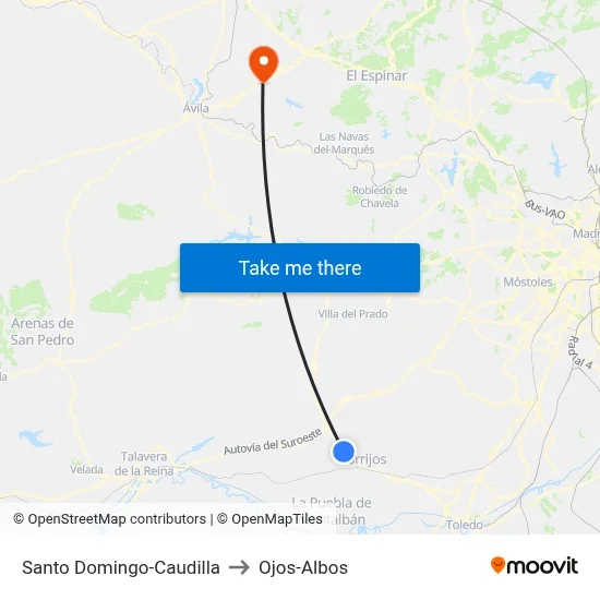 Santo Domingo-Caudilla to Ojos-Albos map