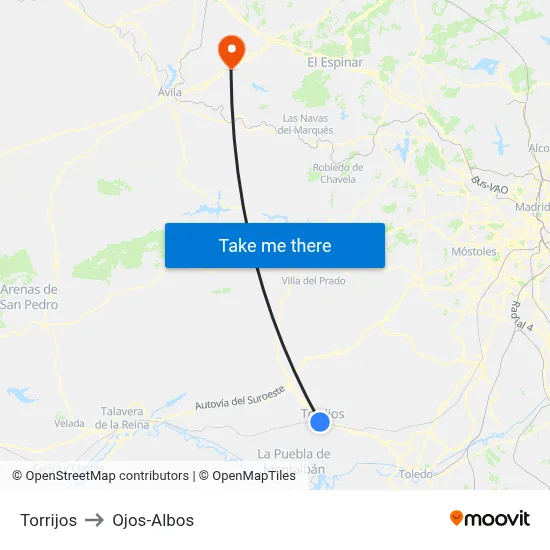 Torrijos to Ojos-Albos map