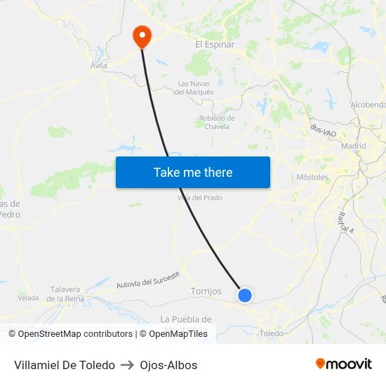 Villamiel De Toledo to Ojos-Albos map