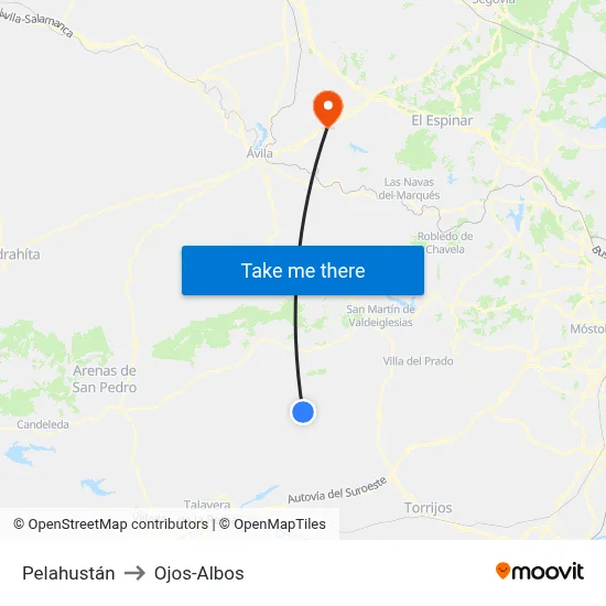 Pelahustán to Ojos-Albos map