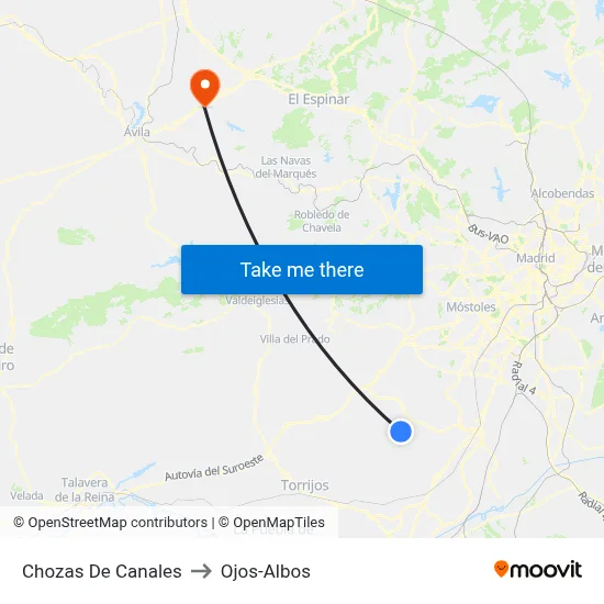 Chozas De Canales to Ojos-Albos map