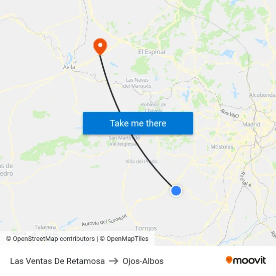 Las Ventas De Retamosa to Ojos-Albos map