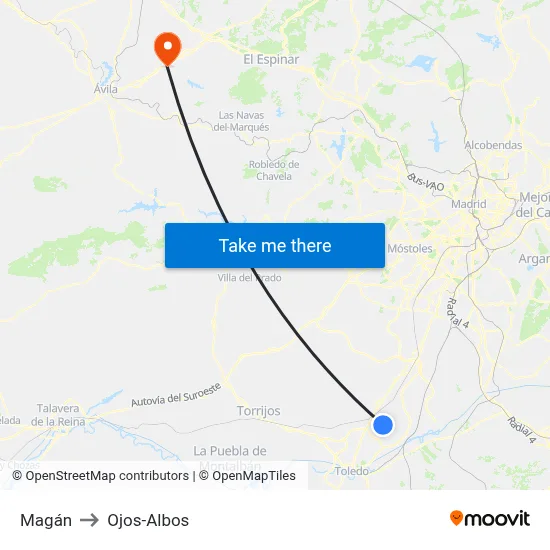 Magán to Ojos-Albos map