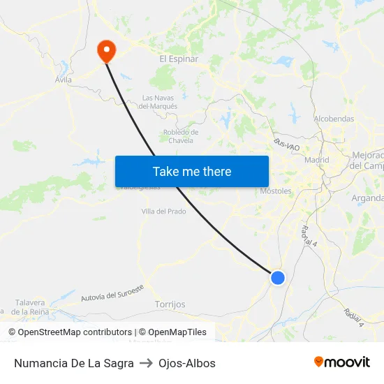 Numancia De La Sagra to Ojos-Albos map