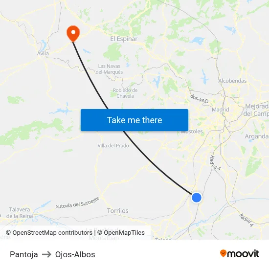 Pantoja to Ojos-Albos map