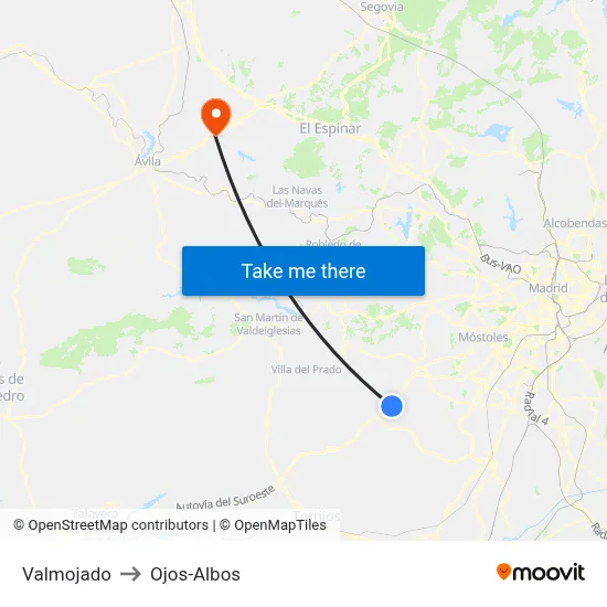 Valmojado to Ojos-Albos map