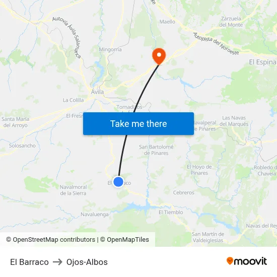 El Barraco to Ojos-Albos map