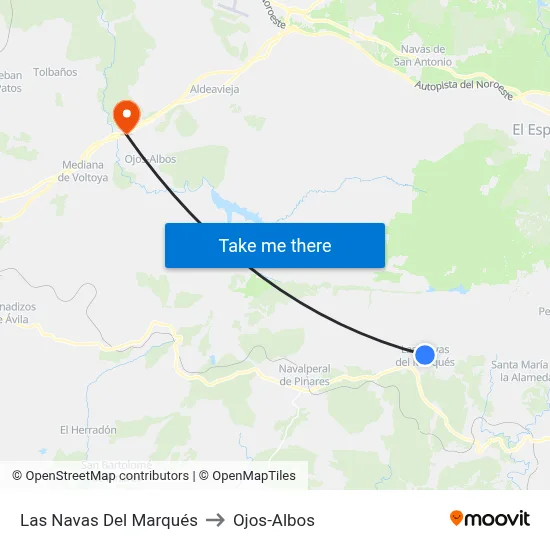 Las Navas Del Marqués to Ojos-Albos map