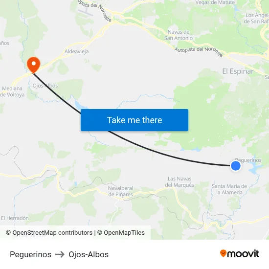 Peguerinos to Ojos-Albos map