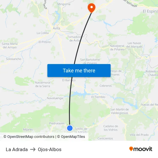 La Adrada to Ojos-Albos map