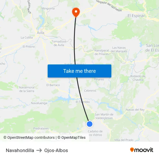 Navahondilla to Ojos-Albos map