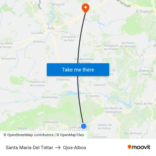 Santa María Del Tiétar to Ojos-Albos map