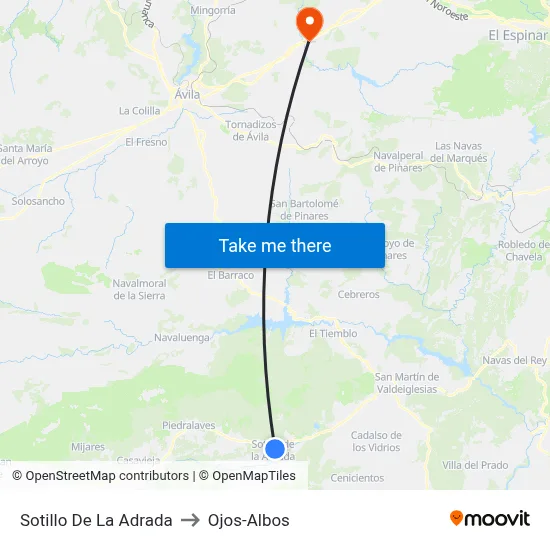 Sotillo De La Adrada to Ojos-Albos map